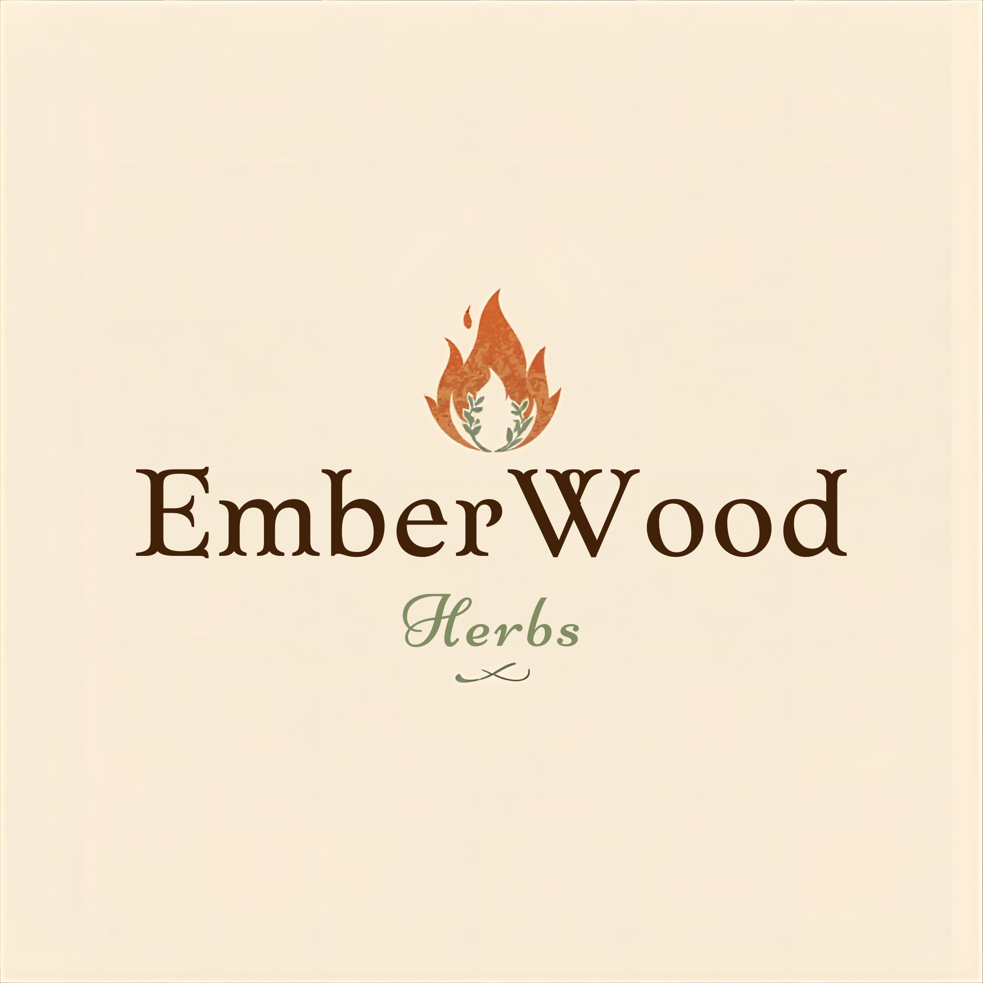 EmberWood Logo with fire and herbs